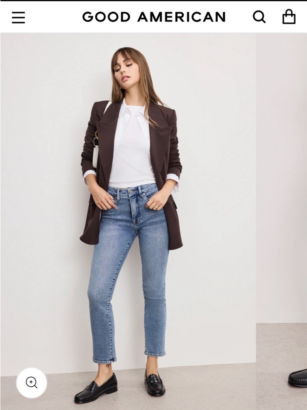 Good American Straight-Leg Jeans — Light Blue Wash